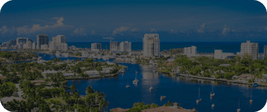 Scenic aerial of Fort Lauderdale's waterways and coastal skyline