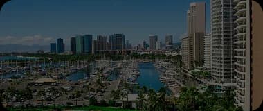 Aerial view of Palm Beach with waterfront properties and lush greenery.
