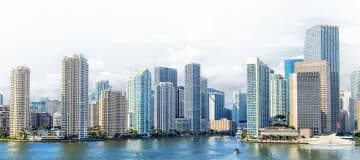 Miami skyline reflected on the water