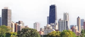Chicago, Illinois, skyline, including the John Hancock Center