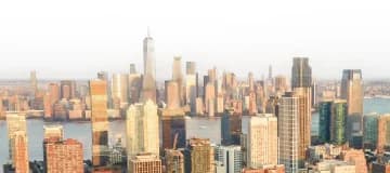 New Jersey skyline across the river with skyscrapers