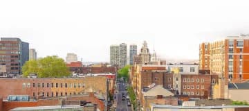 Pennsylvania street view with historic and modern buildings